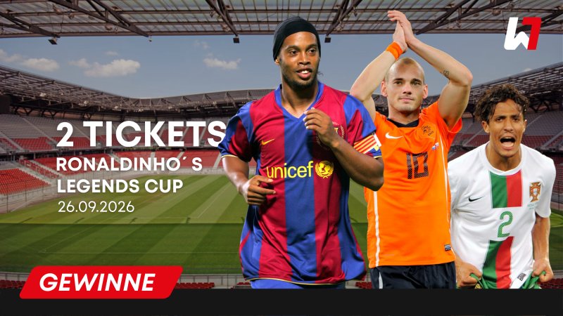 JETZT 2x2 Tickets für Ronaldinho ’s Legends Cup am 26.09.2026 im Wörthersee Stadion